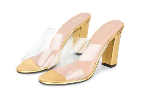 Xtees - High Heels Transparent (Leather Gold Heels)